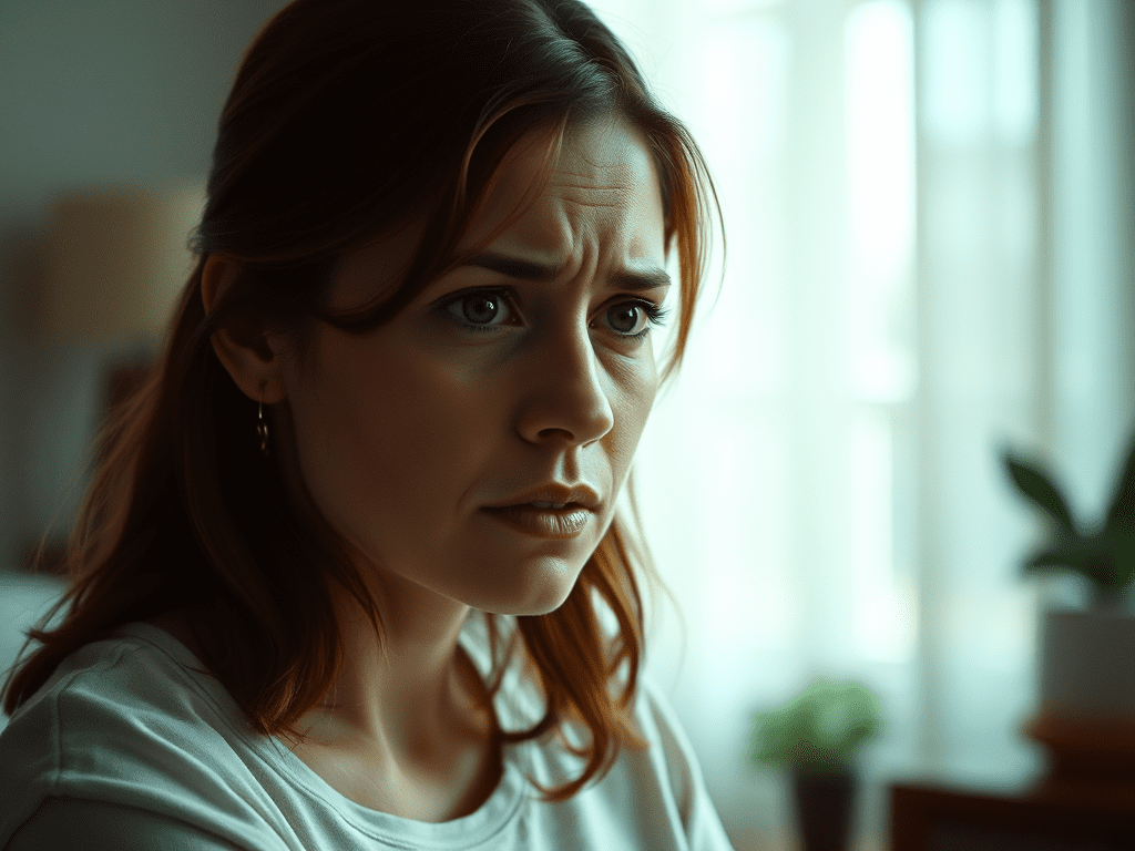 show-a-woman-who-looks-nervous-and-worried - KINDCOMPASSCOACH image of a worried woman with chronic anxiety