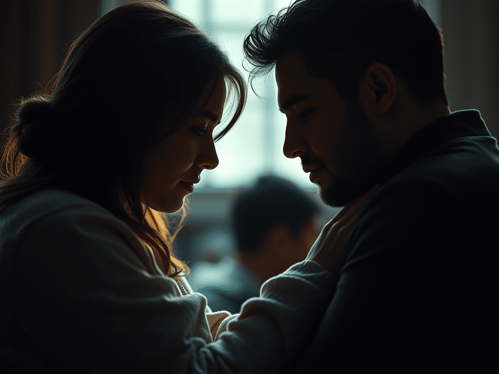 image-that-symbolizes-traumatic-bonding - KINDCOMPASSCOACH trauma bonding dark image of a man and a woman