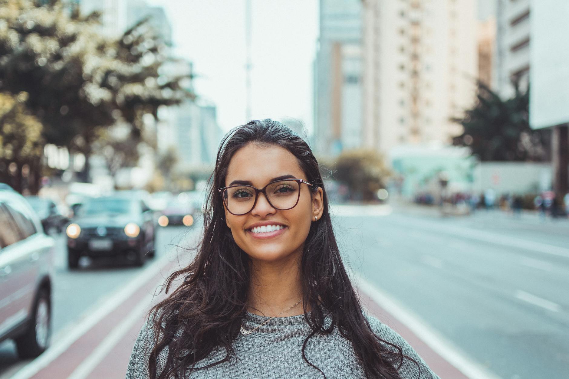 woman wearing black eyeglasses