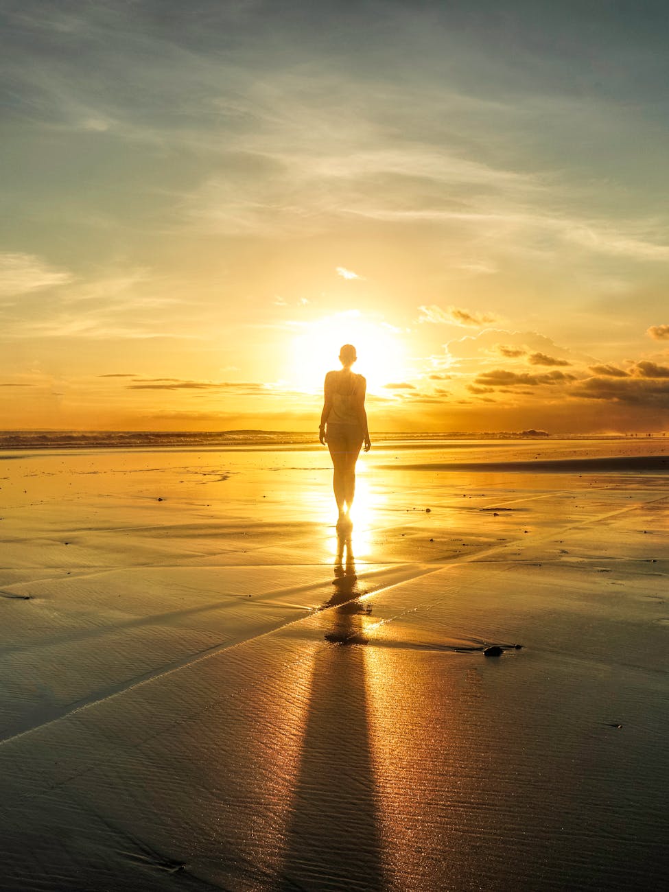 silhouette of woman standing on seashore