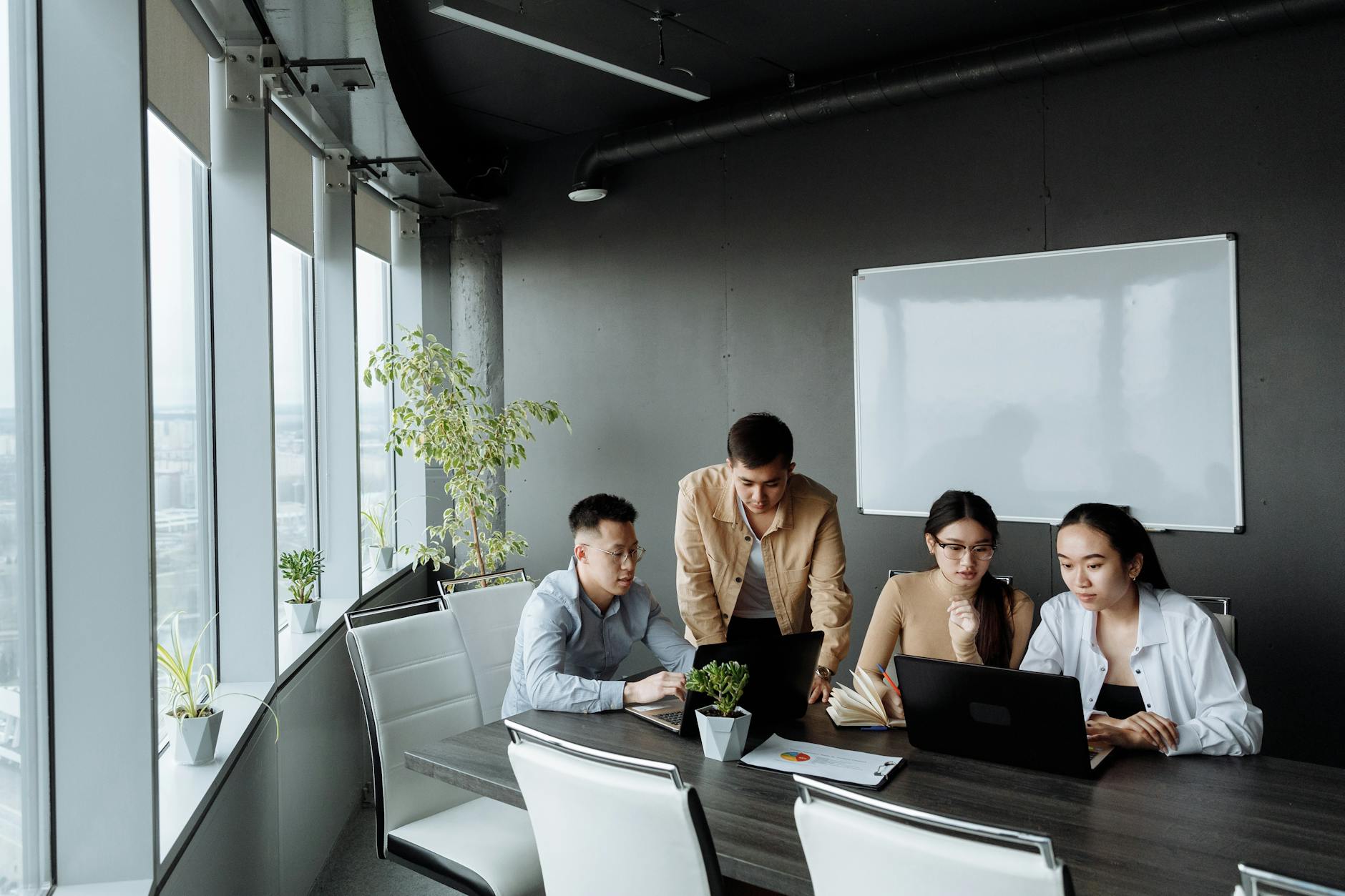 people working at the conference room