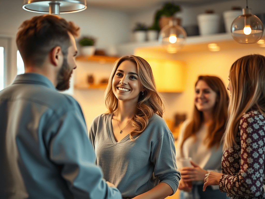 image-of-a-30-year-old-woman-at-home-in-her-kitchen - KINDCOMPASSCOACH how to heal from trauma image of woman in her home with friends