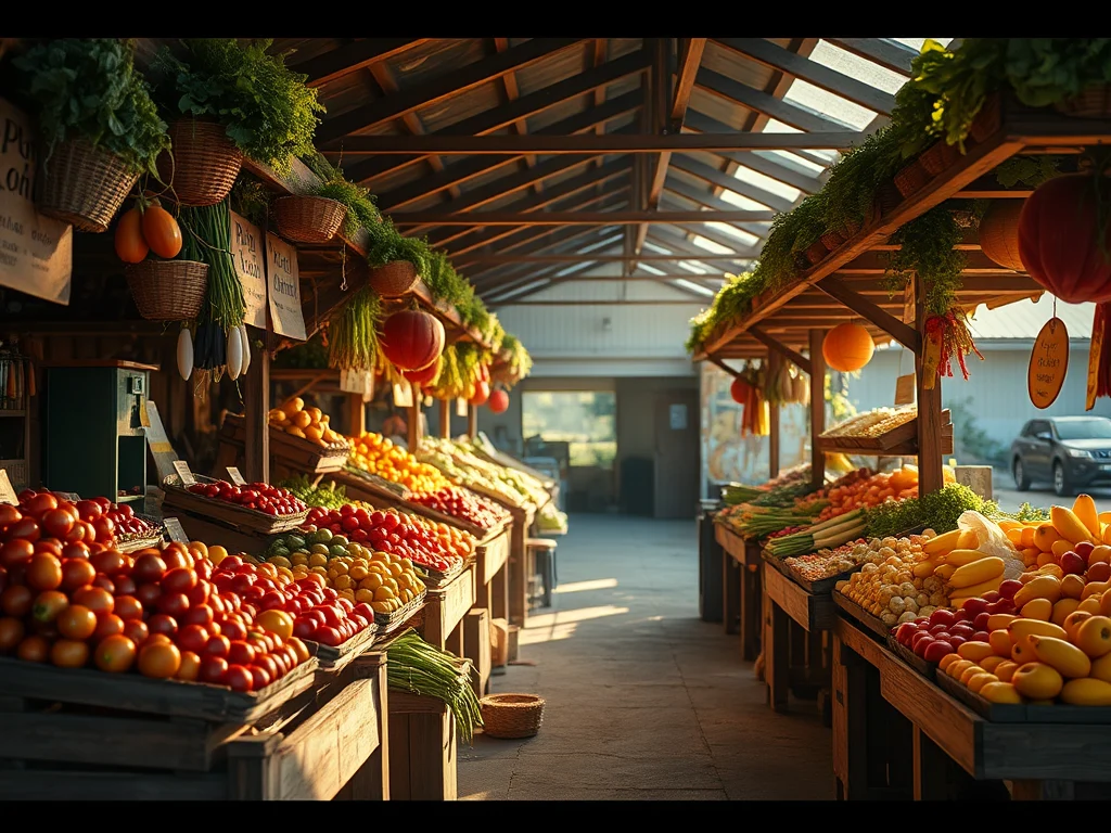 image-of-a-farmstand-that-is-selling-farm-grown-produce - KINDCOMPASSCOACH profit vs. purpose image of a farmer's market with colorful produce stand