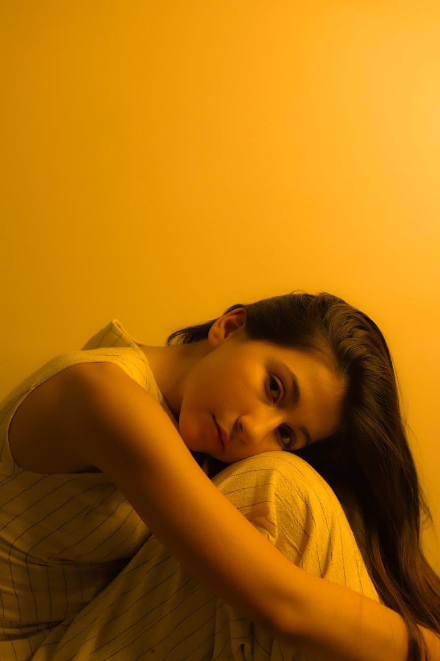peaceful portrait of a woman in warm tones
