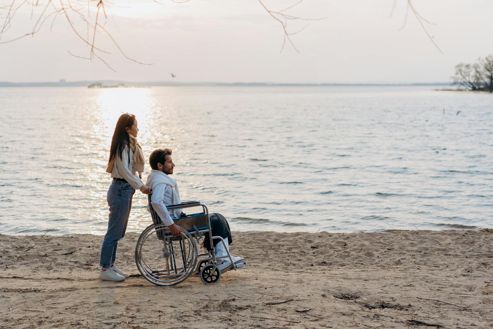 a romantic couple on the beach
