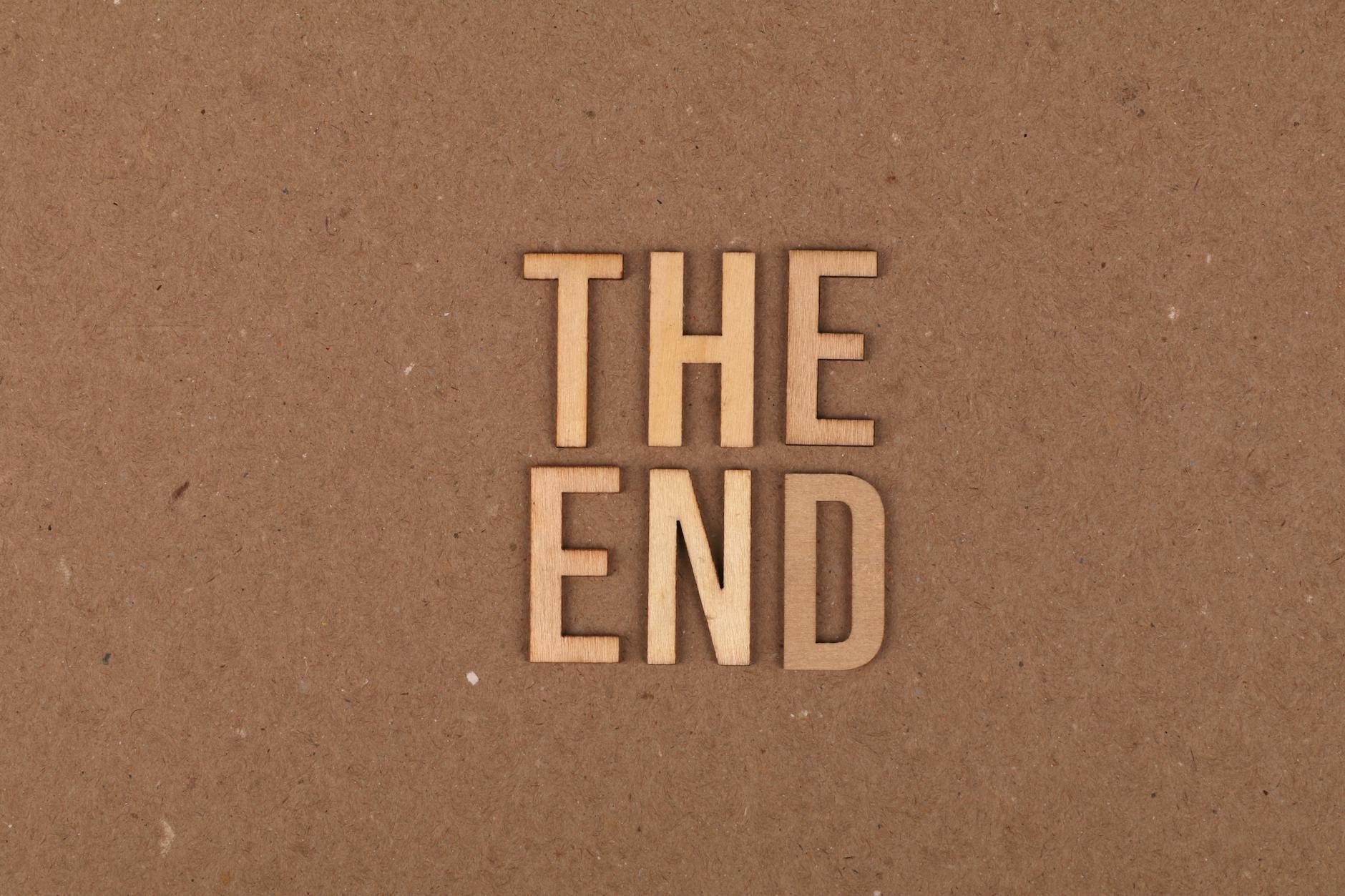 the end lettering on cardboard