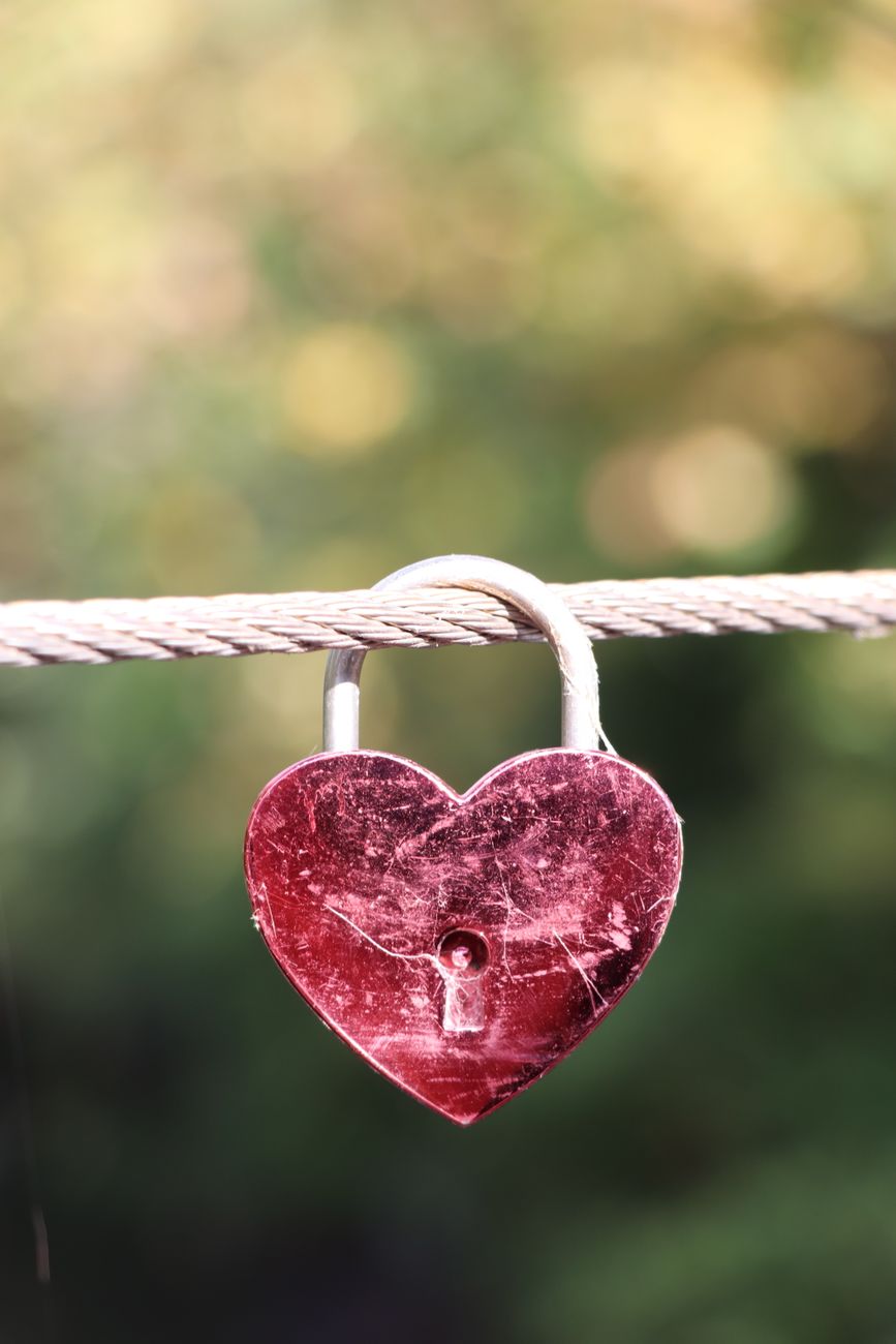 heart shape padlock on rope